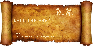 Wolf Máté névjegykártya